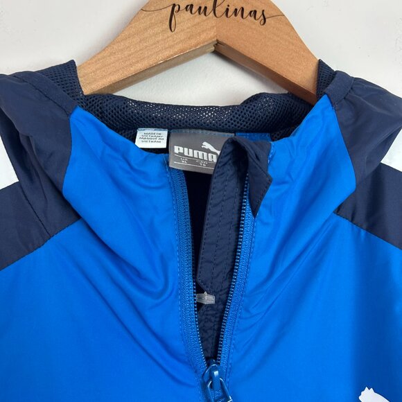 NWT Puma Jacket Mens XL Strong Blue Power Vent Windbreaker Full Zip Hoodie - Picture 8 of 8